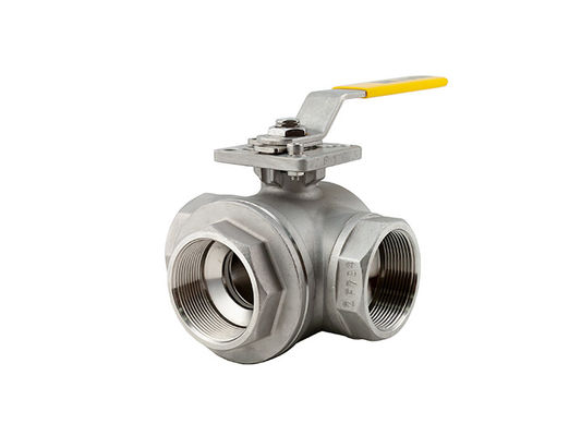 El cuerpo inoxidable PTFE de la vávula de bola de la manera DN40 3 5-8F 316L asienta el NPT o tri extremos de la abrazadera del trébol