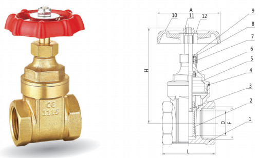 1-1/2” 200 válvula de puerta de cobre amarillo con poco plomo del extremo de la PSI FNPT para el aceite o el aire del agua