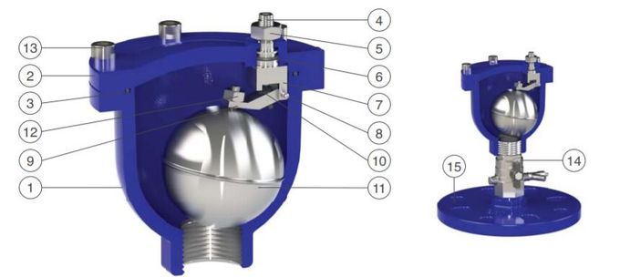 Válvula doble de la liberación del aire del orificio, válvula automática 1 de la liberación del aire PN16 de SS316 DN 200